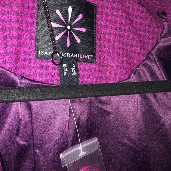 SALE!!! IsaacMizrahi LIVE - Women's Purple Houndstooth Coat size Zero - Picture 5 of 5